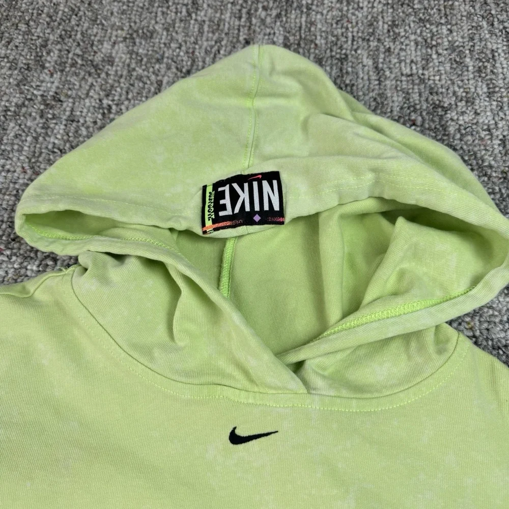 Nike Sportswear Hoodie Womens Large Acid Washed CZ9854-358 Neon Green Pullover